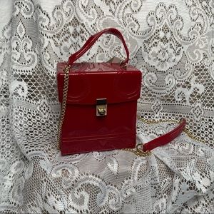 Vintage Style Trendy Pantent Red Purse